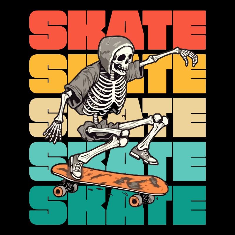 Skateboarding Coole Skateboarder Skelett Bunt