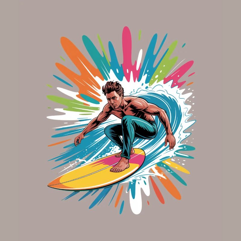 Bunter Surfer Wasserfarben Spritzer Graffiti