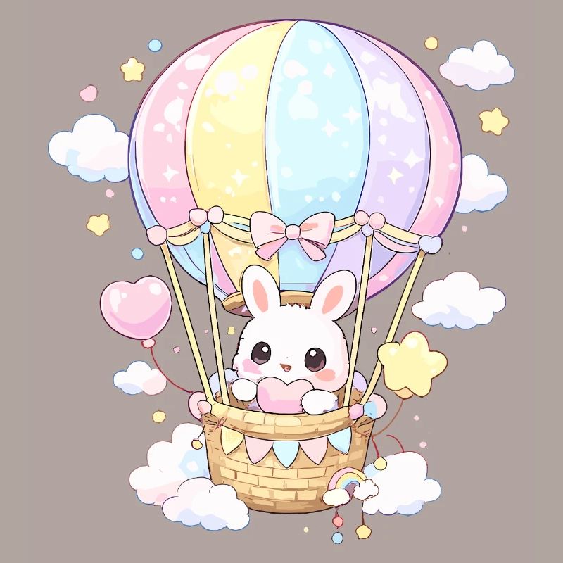 Ballon de lapin pastel dans le ciel