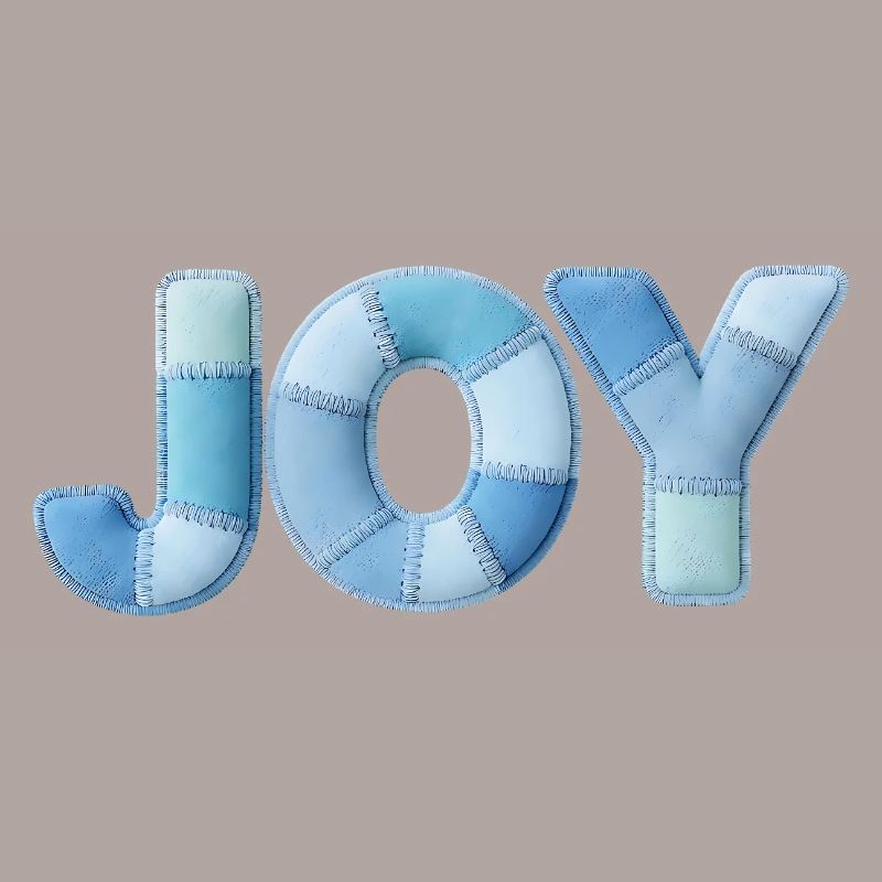 Blue Patchwork Joy Schriftzug