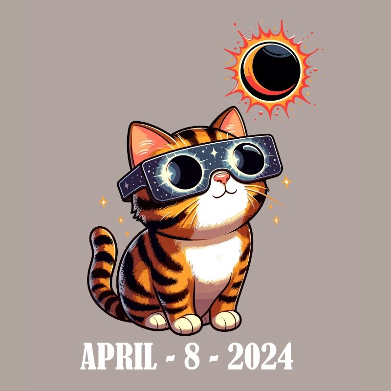Solar Eclipse Cat April America Moon Funny
