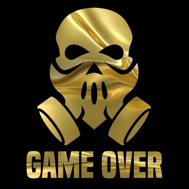 GAME OVER - crâne avec en or,