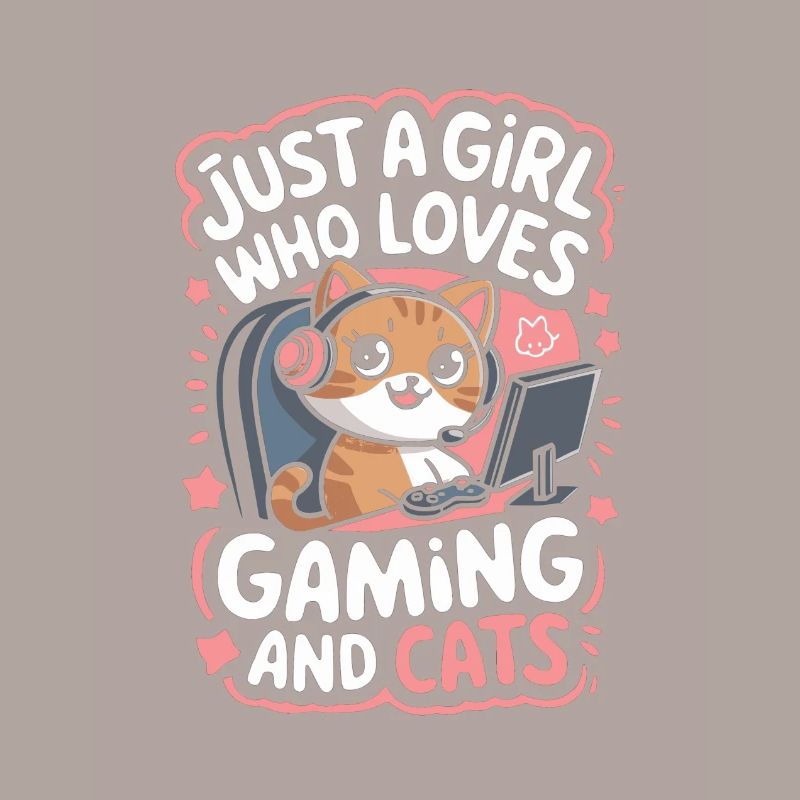 Gaming Computer Konsole Mädchen Katze