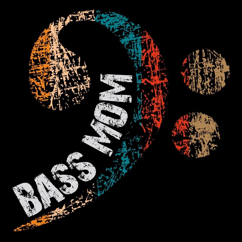 Maman joue de la basse avec une clef de basse vintage