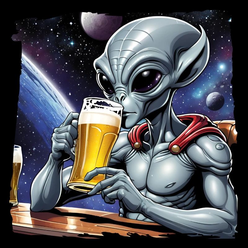 Un extraterrestre boit de la bière dans l’espace