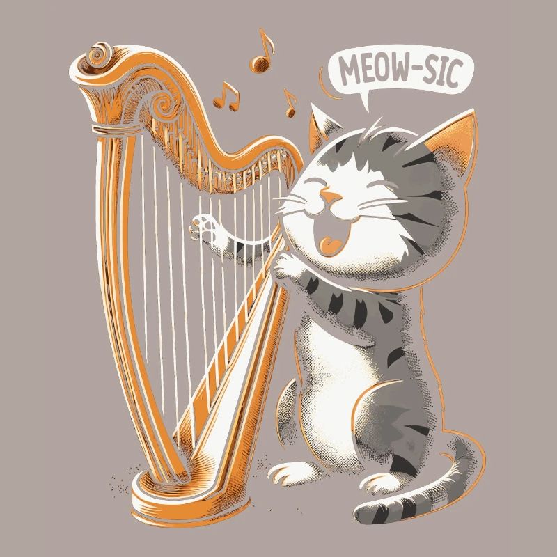 Chat avec harpe