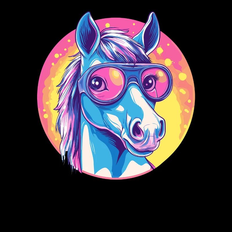 Cheval fluo avec lunettes de soleil