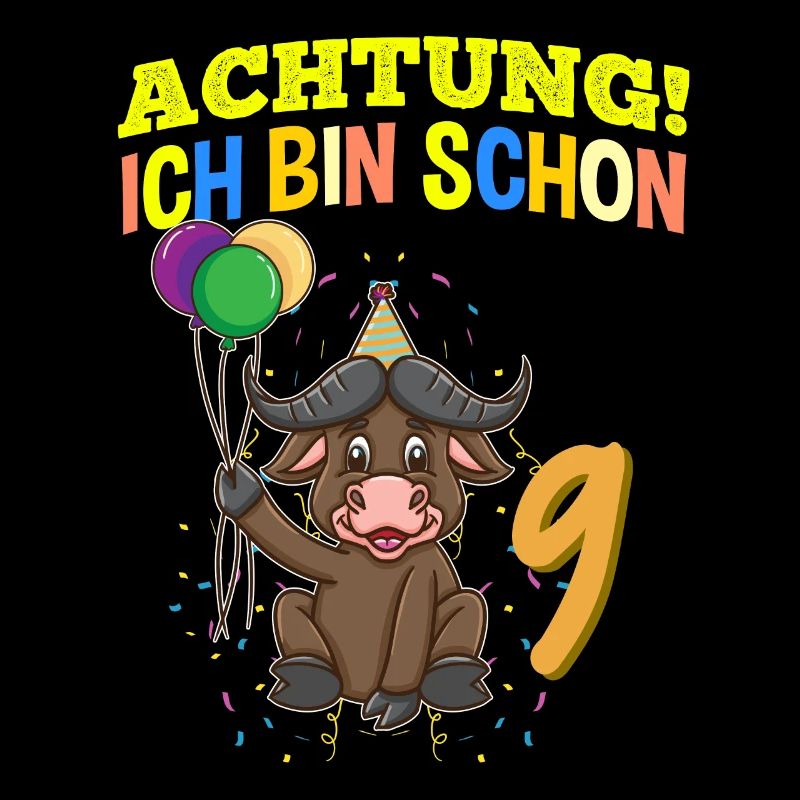 Achtung Ich Bin Schon 9 Geburtstag Büffel Bison
