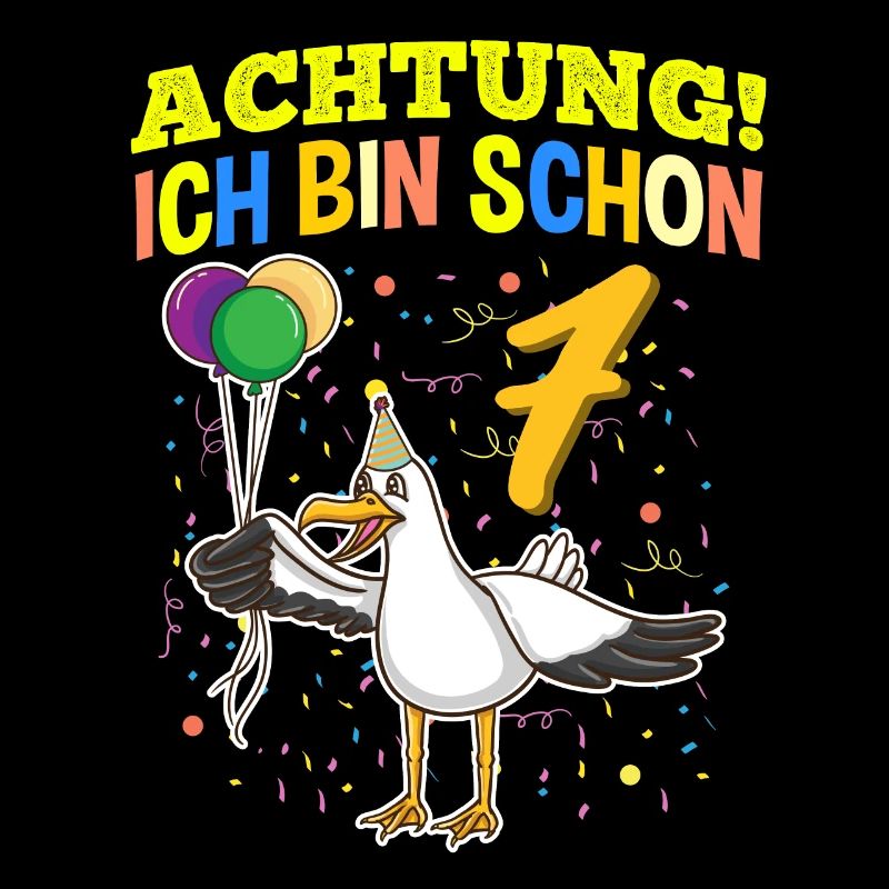 Achtung Ich Bin Schon 7 Tier Geburtstag Seemöwe