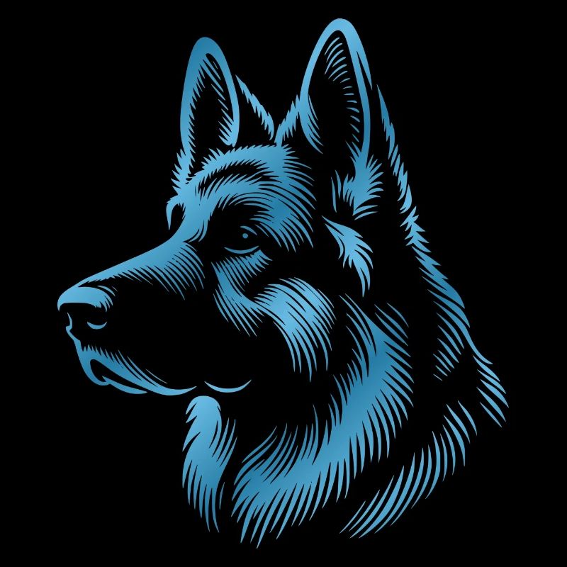 German Shepherd Head Blue
