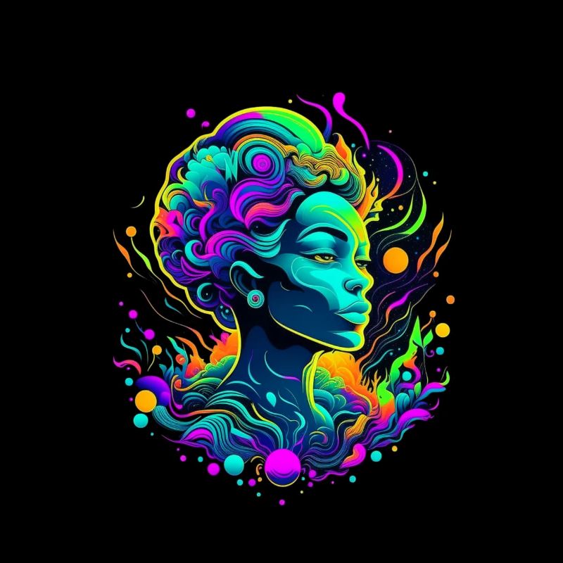 Frauenkopf, psychodelisch