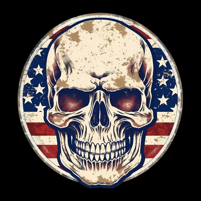 Crâne vintage de drapeau américain