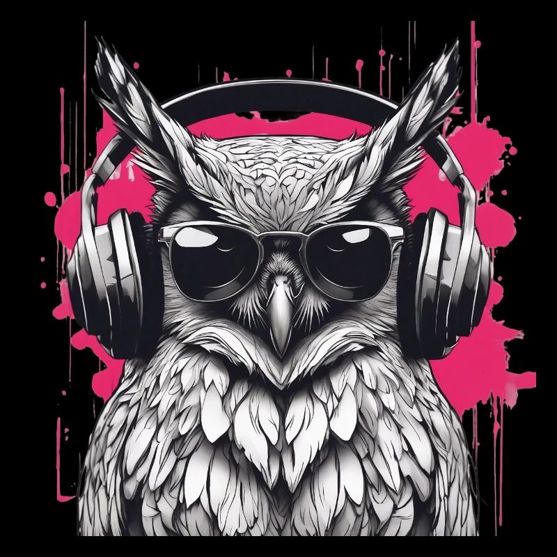 Eule mit Kopfhörer