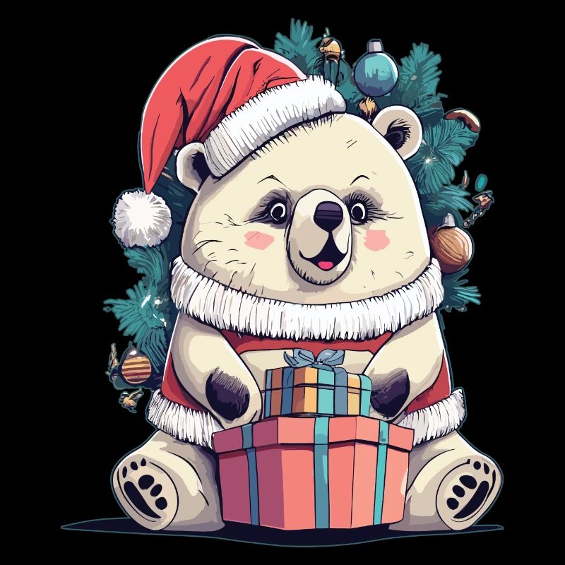 Glücklicher Eisbär Weihnachtsmann Mütze Weihnachtsgeschenk