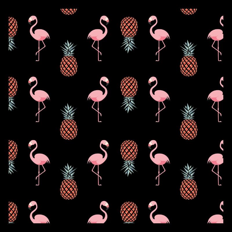 flamants roses parmi beaucoup d'ananas