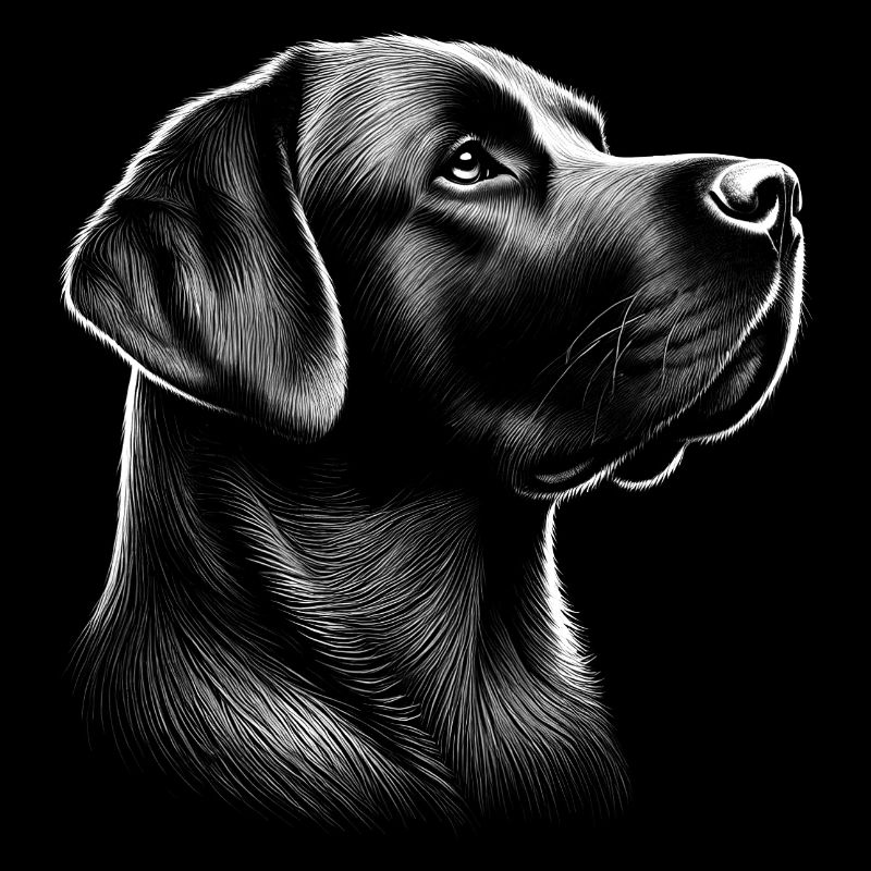 Labrador head in realistic drawing style