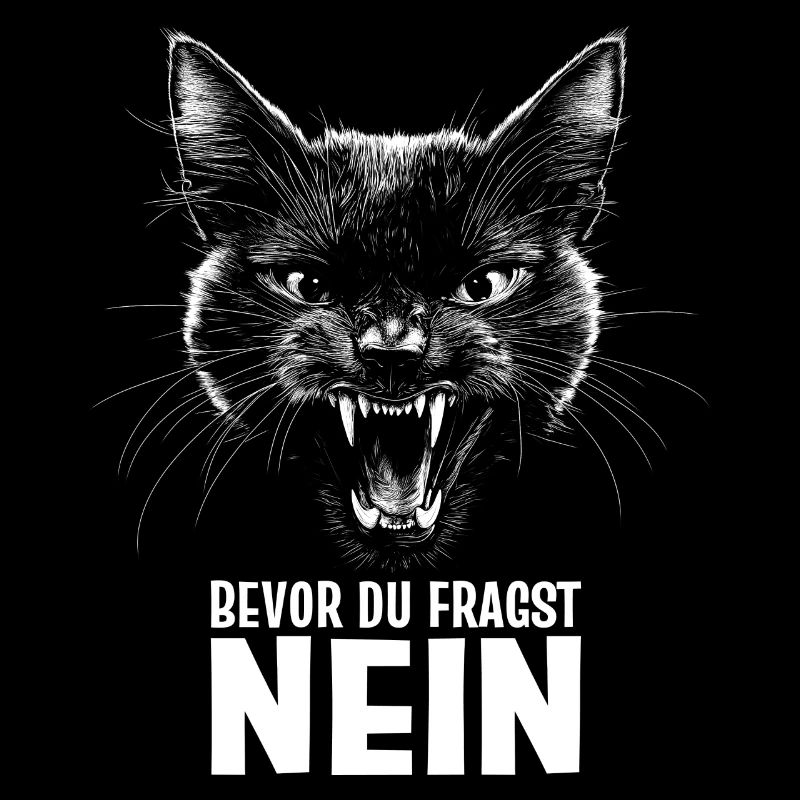 Schwarze Katze BEVOR DU FRAGST, NEIN!