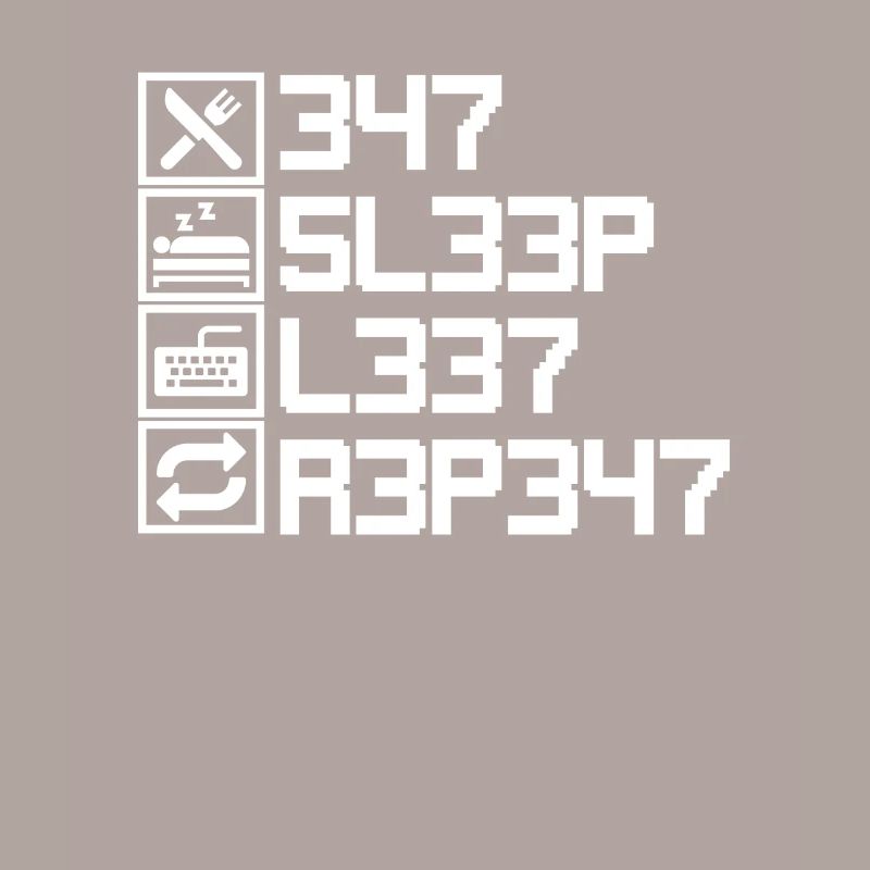 Eat Sleep Leet Repeat Drôle de Leetcode L33T 1337