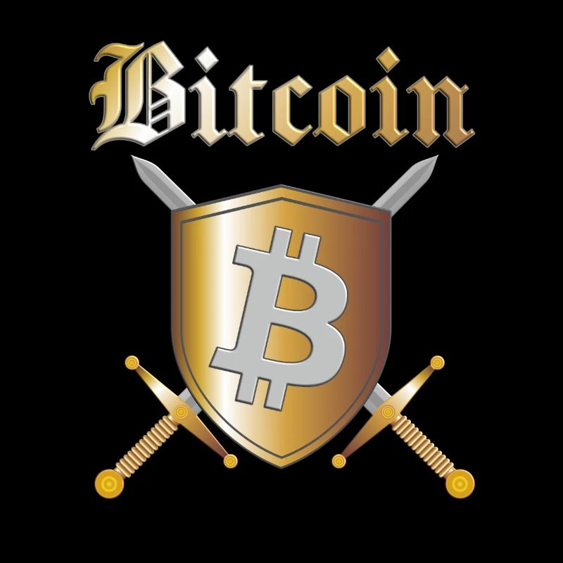 Bitcoin Logo Crypto Medieval Sword and Shield