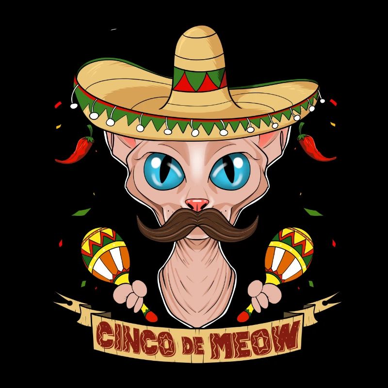 Cinco de Mayo Sphynx Cat Cinco de Meow I Sombrero