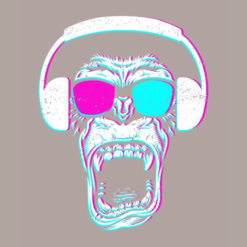Monkey DJ mit Kopfhörer & Sonnenbrille Geschenk