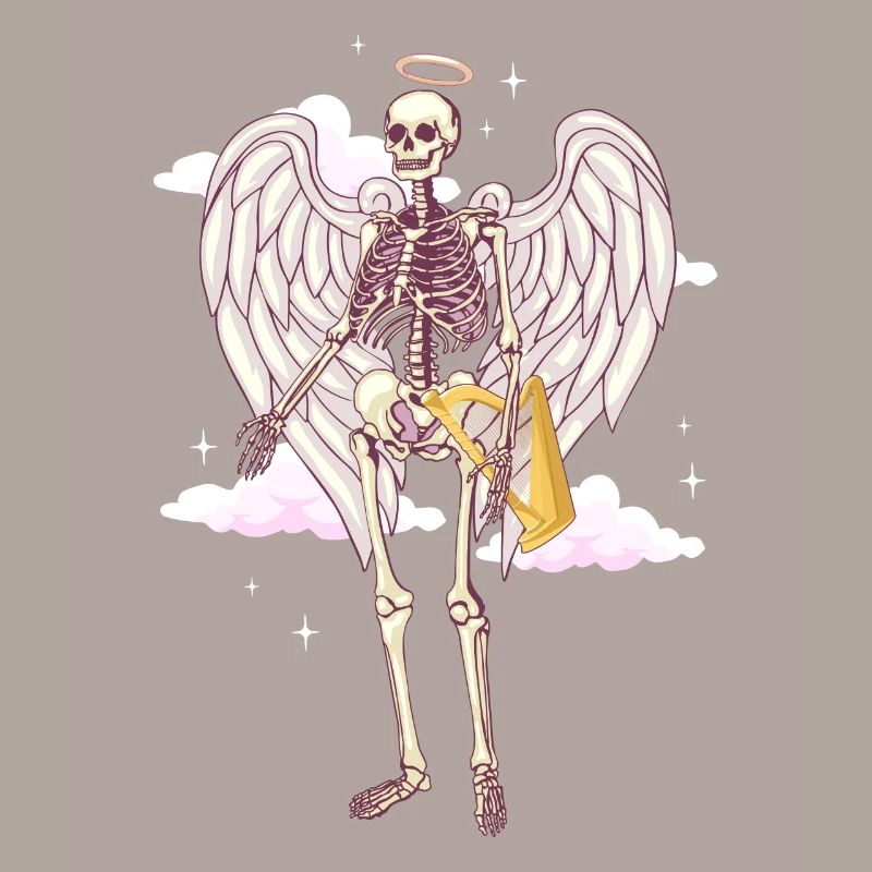 Angelcore Aesthetic Gothic Engel Skelett Schädel