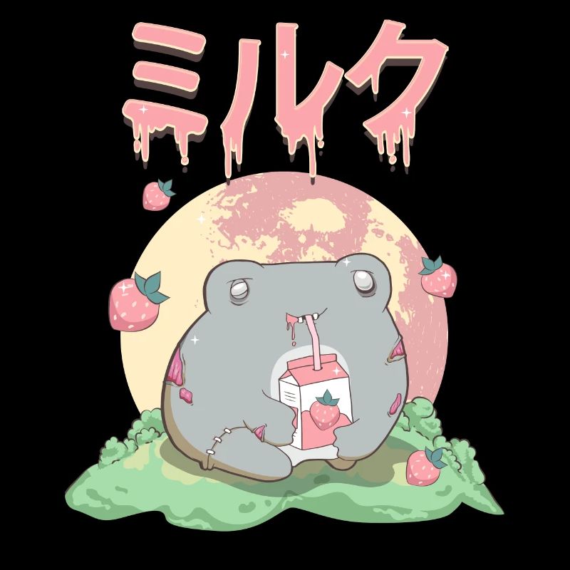 Zombiecore Ästhetischer Kawaii Frosch Erdbeermilch