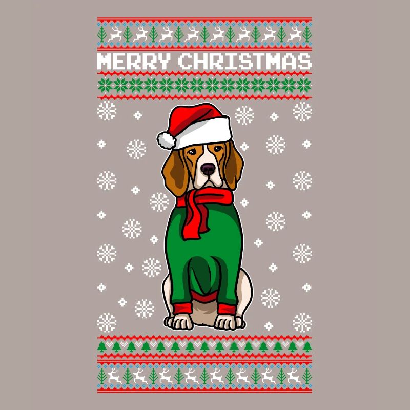 Chien Beagle avec pull de Noël moche
