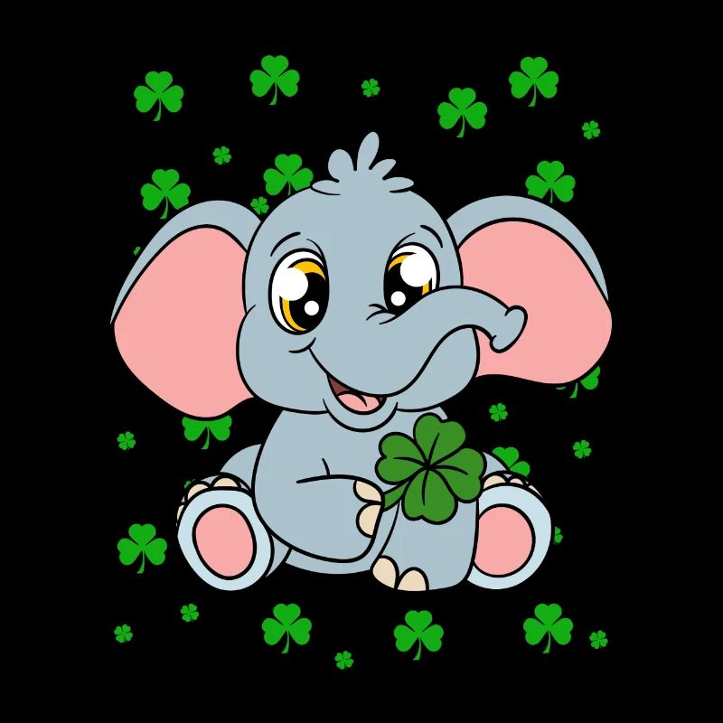 Cute elephant shamrocks St. Patrick's Day