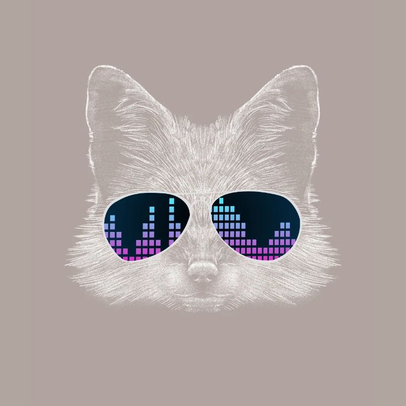 Fuchs mit Kopfhörer und cooler Equalizer Brille