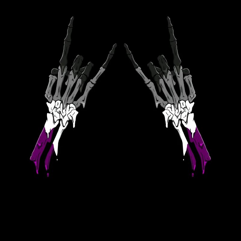 Asexual Pride Ace Flag Devil Horn Skeleton Subtle
