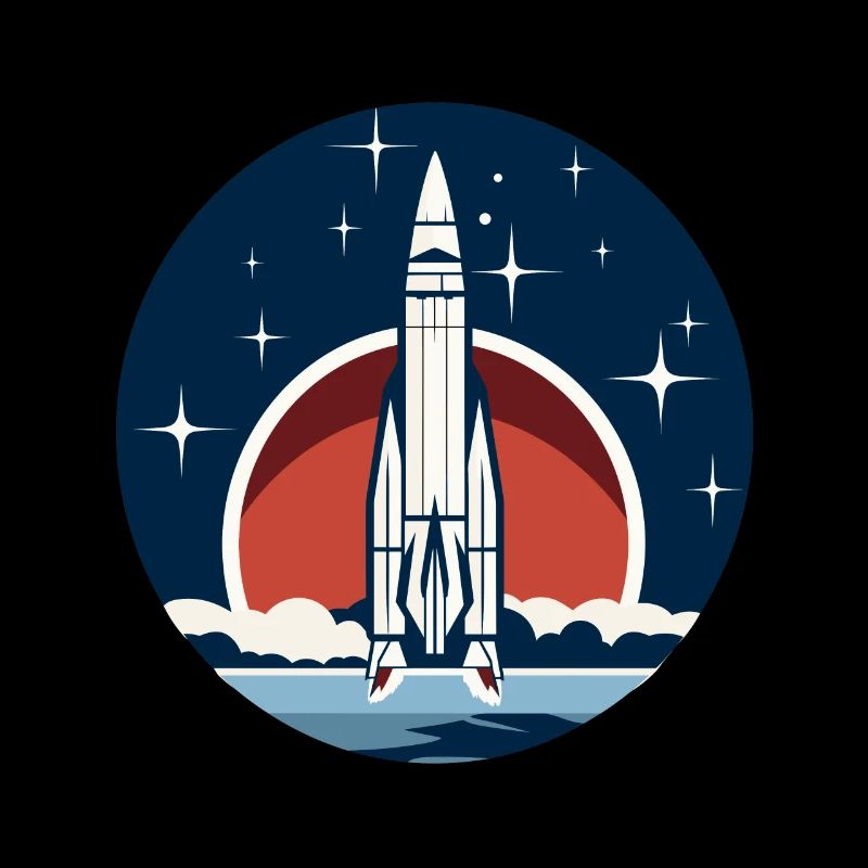 Vintage Raketen Weltraum Logo Space Rocket