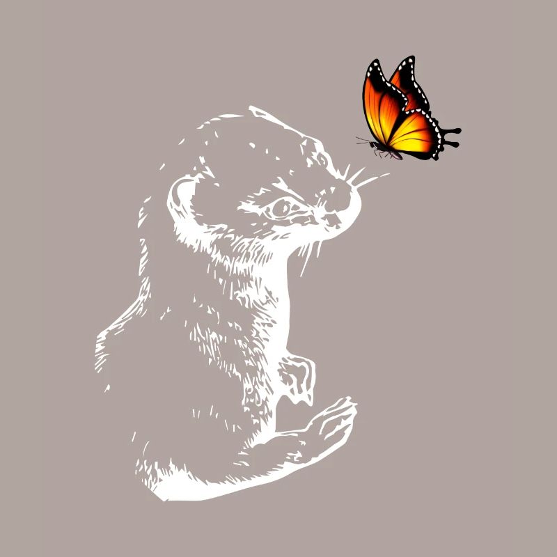 Wiesel mit Schmetterling