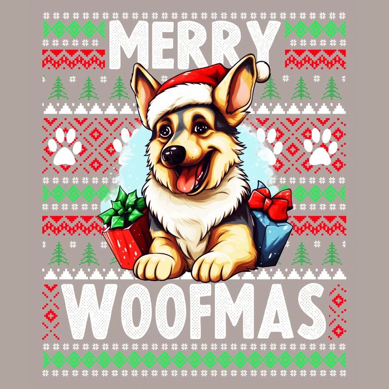 Niedlicher Deutscher Schäferhund Weihnachtskostüm - Merry