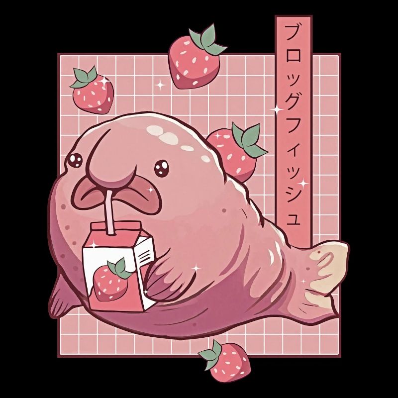 Kawaii Blobfisch Japanische Erdbeermilch