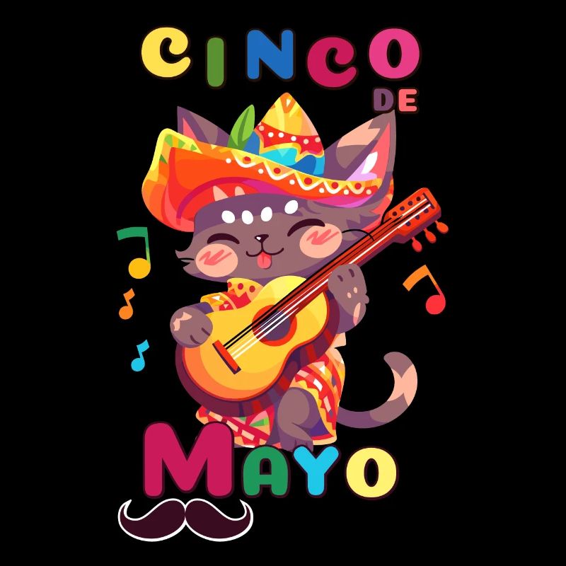 Cinco de Mayo Katze mit einer Gitarre