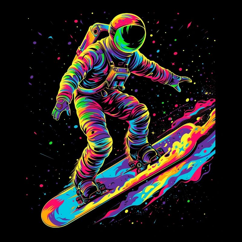 astronaute surf planète espace pop art