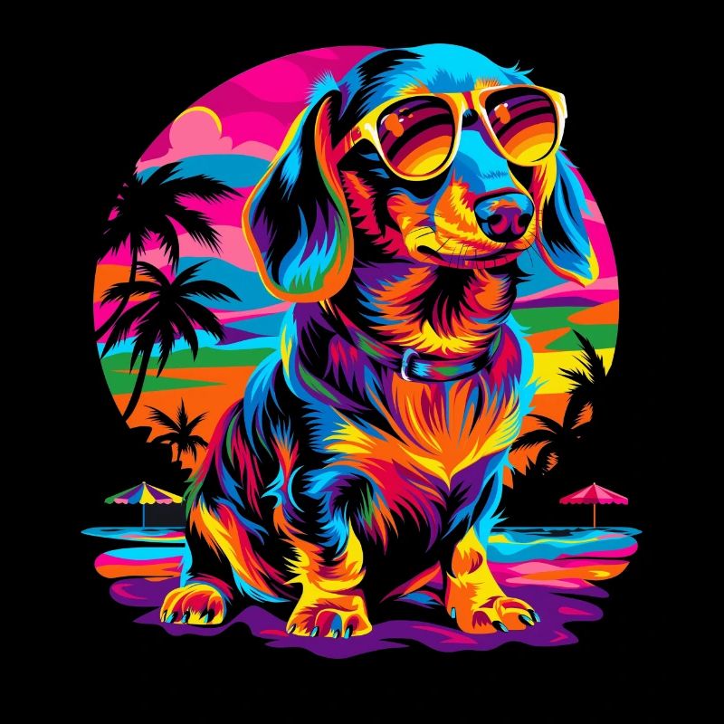 Lunettes de soleil pour chien teckel plage coucher de soleil butt