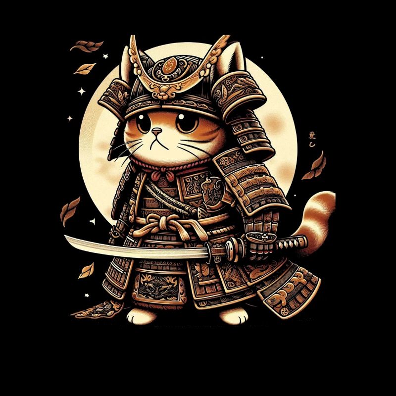 Japonais Samouraï Cat Warrior Retro Ninja