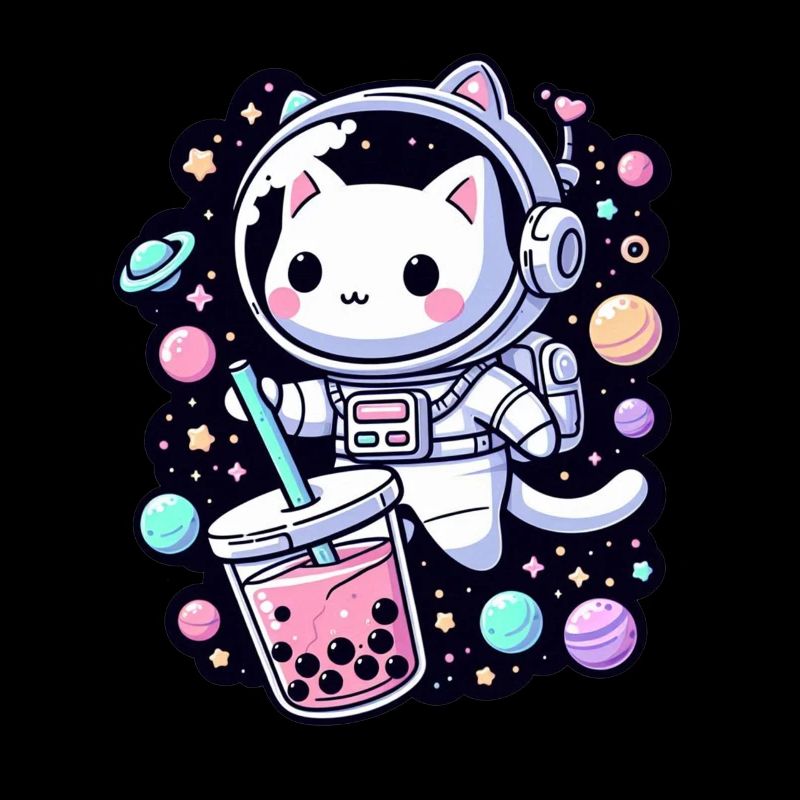 Thé à bulles Kawaii Cat Astronaut dans l’espace
