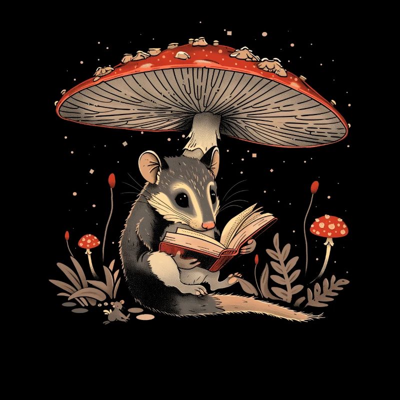 Cottagecore Ästhetische Opossum Lesebuch Pilz Witc