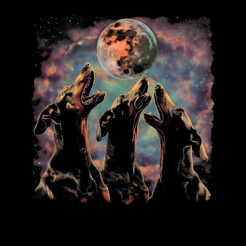 Dobermann Hund Heulender Mond