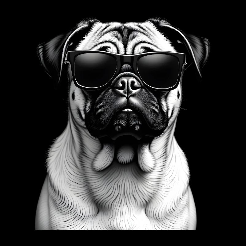 Mops mit Sonnenbrille Tier Motiv Kunst Mops