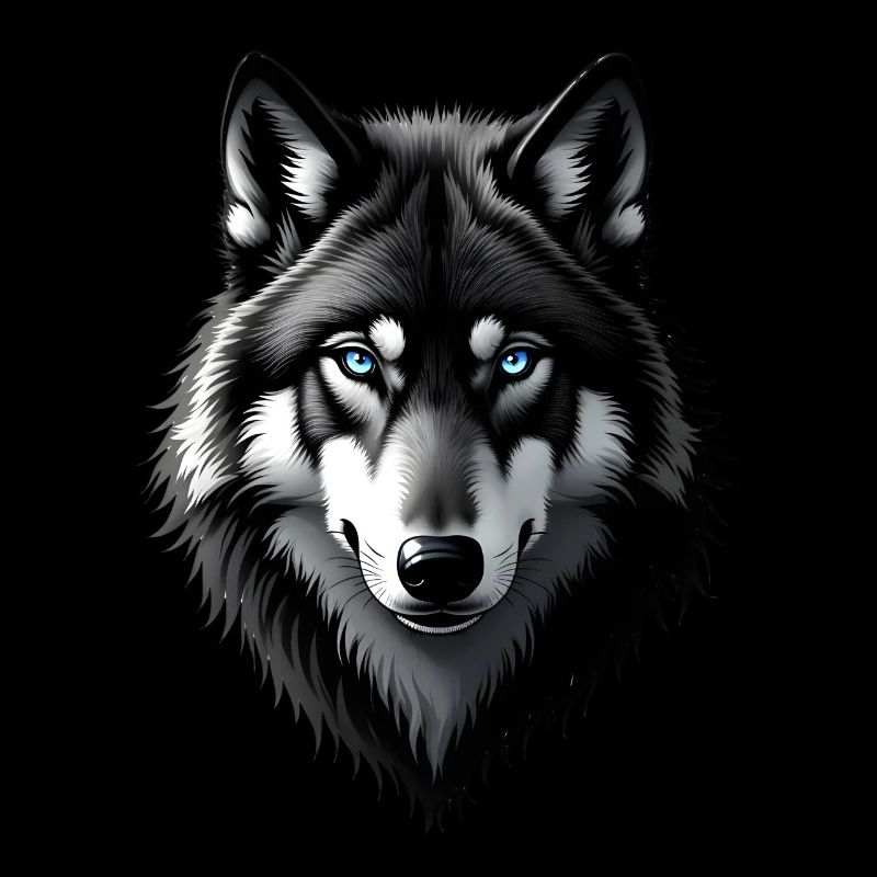 Wolf mit Blauen Augen Tier Motiv Kunst Wolf
