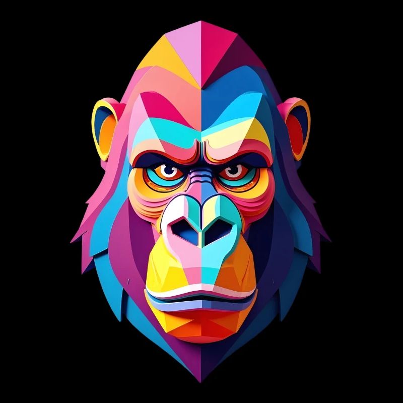 Gorilla Polygon Affe Tier Motiv Kunst Affen