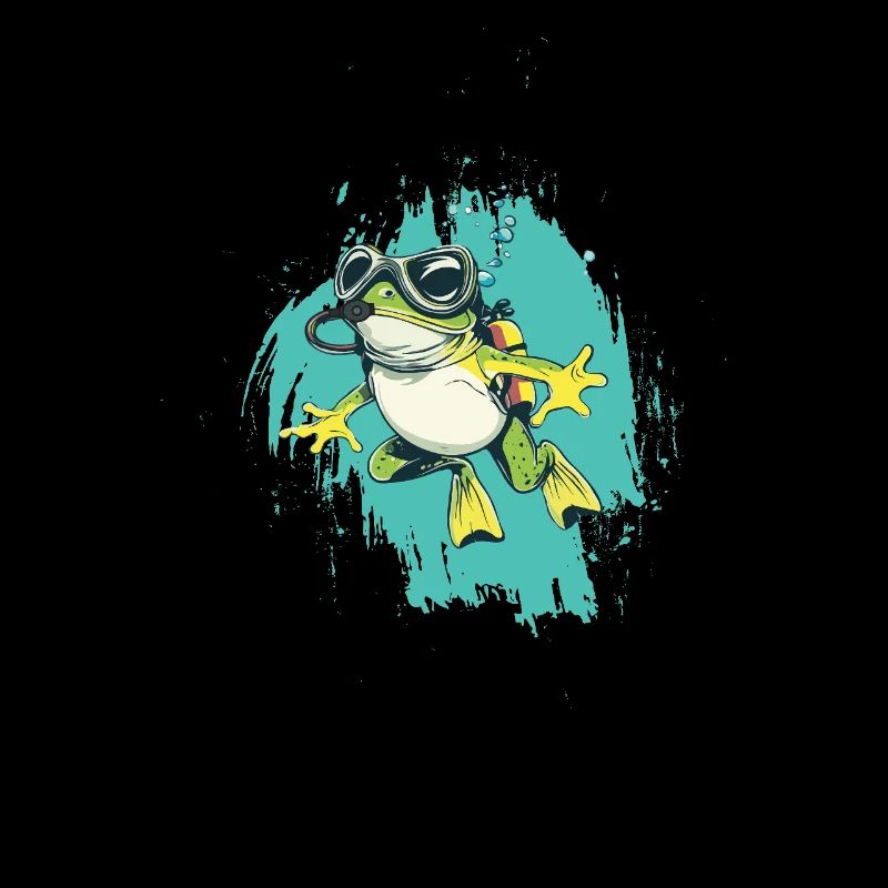 Dessin animé plongée grenouille plongée sous-marine