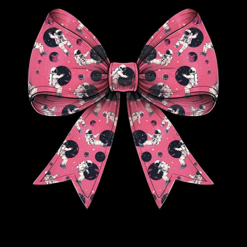 Coquette Bow Astronaut Space Pattern Pink