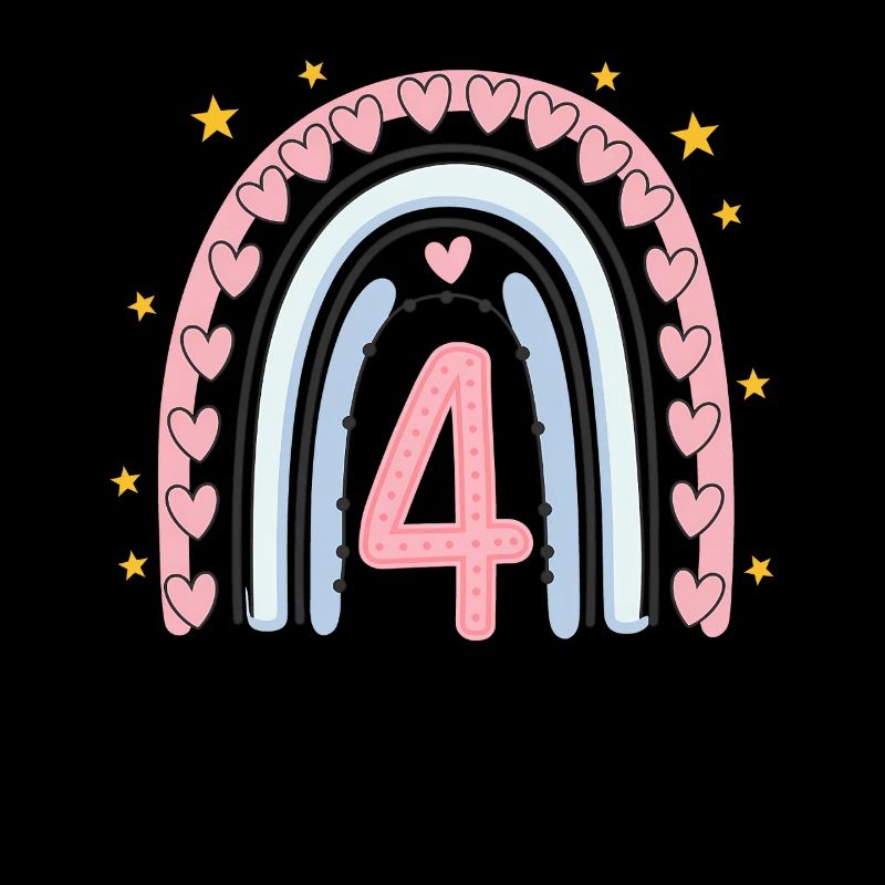 Coeur mignon 4e anniversaire et design arc-en-ciel
