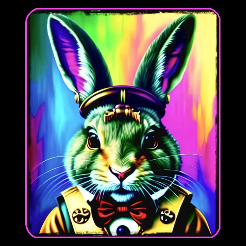 Lapin coloré cool dans le style steampunk