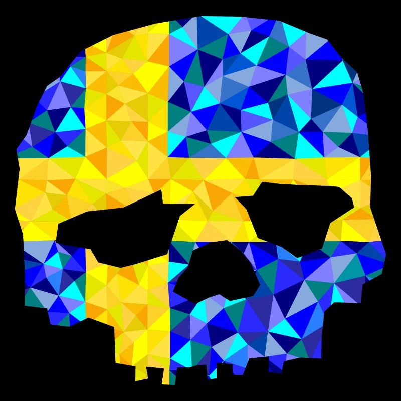 Skull Sweden in low poly diamond style